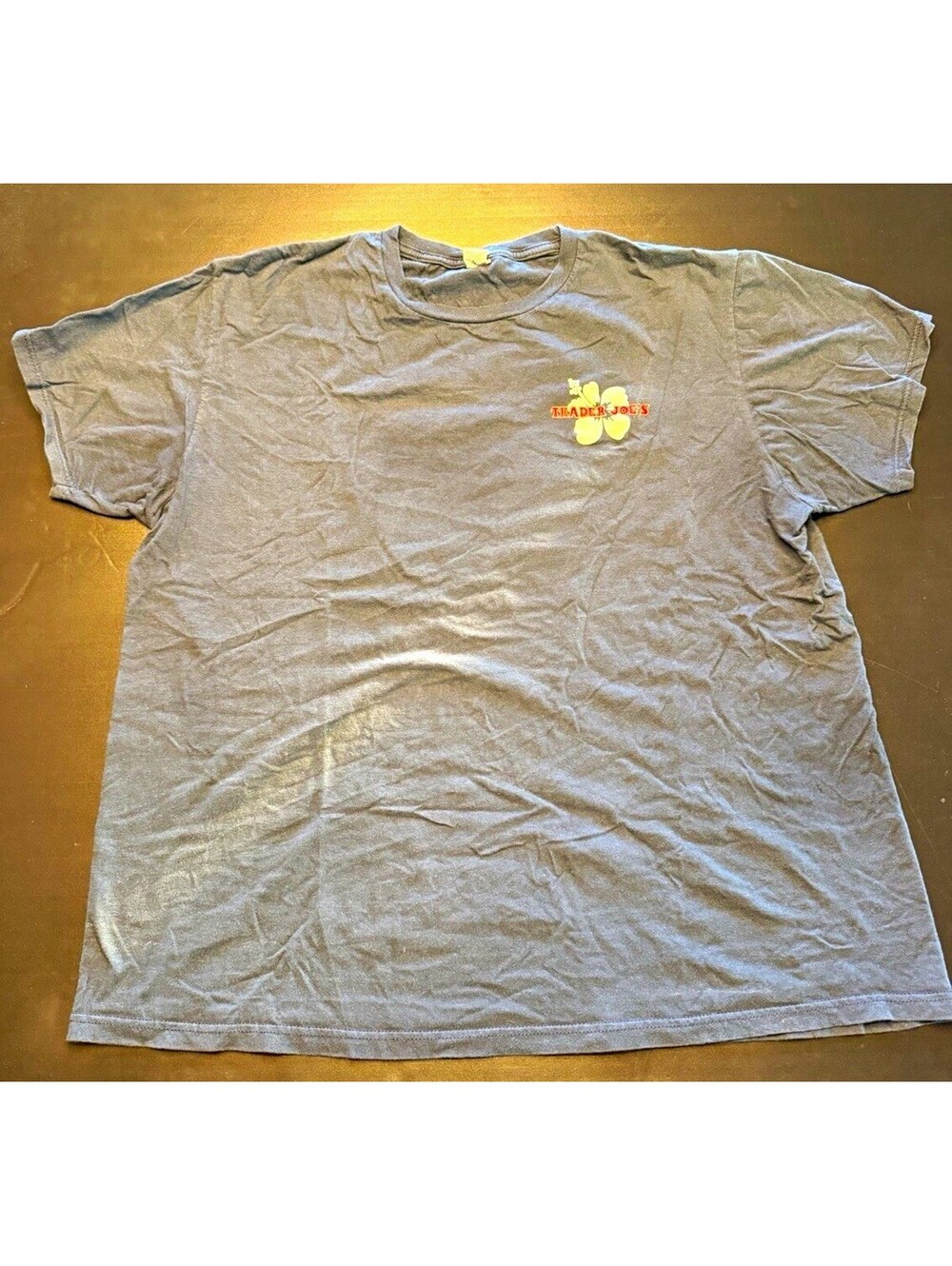 Optima Cotton Wear Montage Trader Joe’s Flower Graphic Tee Blue XL blue